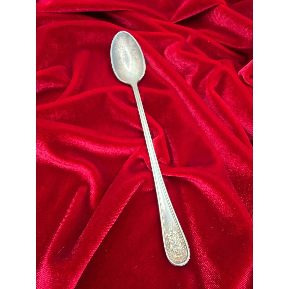 Vintage Hotel Statler Iced Tea Spoon Silver Plate Long Handle hotel silver